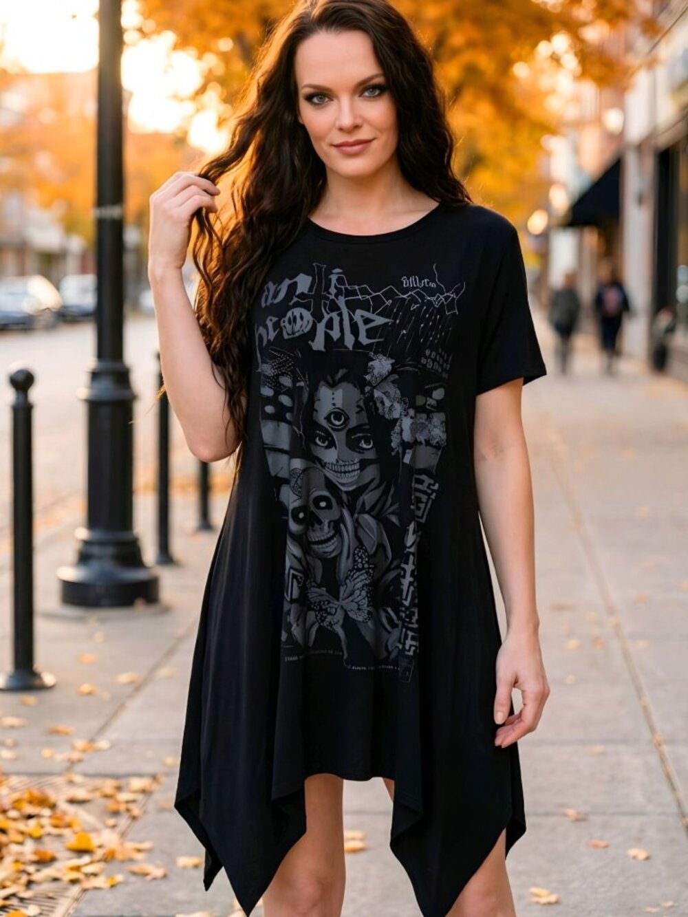 Killstar ✦ No Fairytale Tunic Dress ✦ Asymmetric Hanky Hem Batwing Sleeve XL NWT